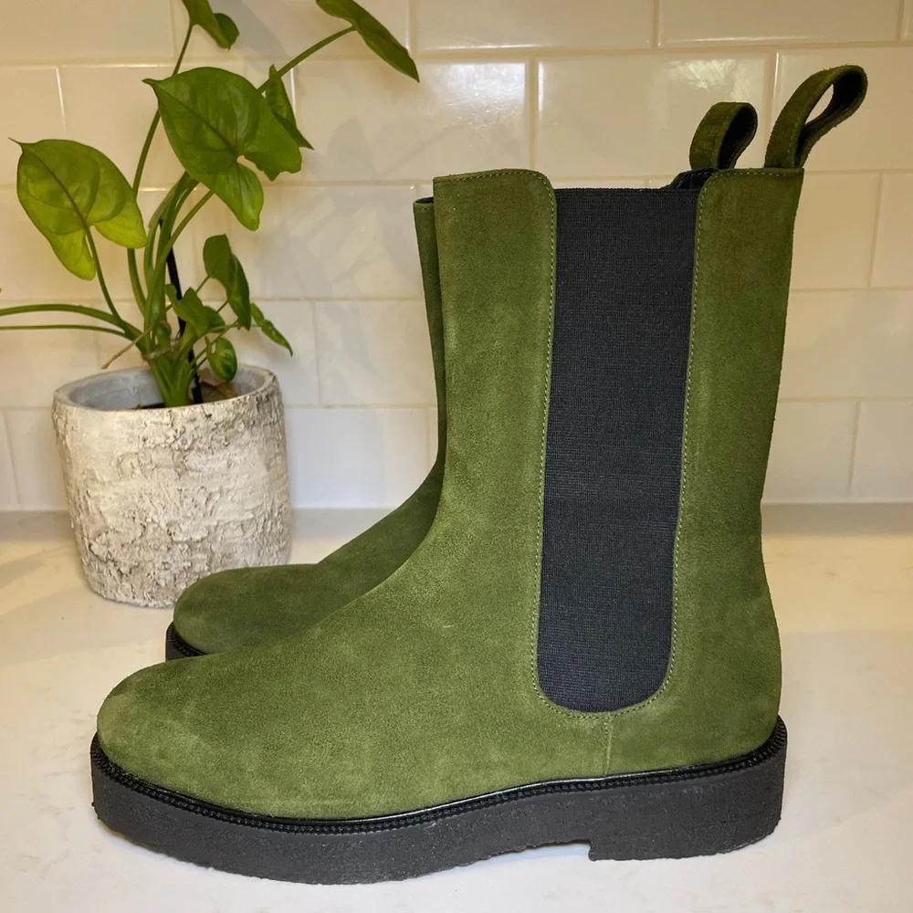 STAUD New Palamino Boots Olive Suede sz 40 | 10 - Picture 2 of 9